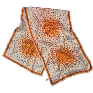 Vintage VERA Neumann Scarf ~  Signed ~ Orange ~ 43" x 14" Made in Japan